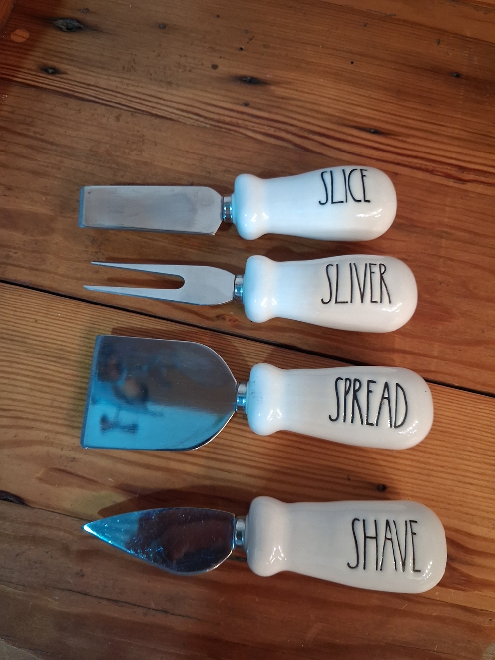 Rae Dunn White Cheese Serving Tools - Slice Sliver Spread Shave